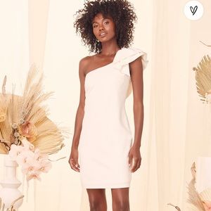Lulus Ruffled white one shoulder dress